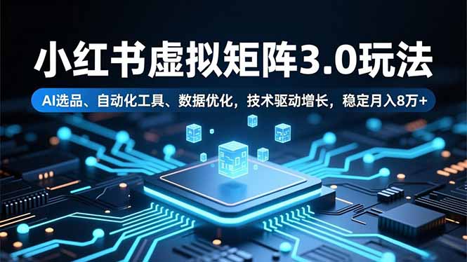 小红书虚拟矩阵3.0玩法,AI选品、自动化工具、数据优化,技术驱动增长,稳定月入8万+-邪修侠