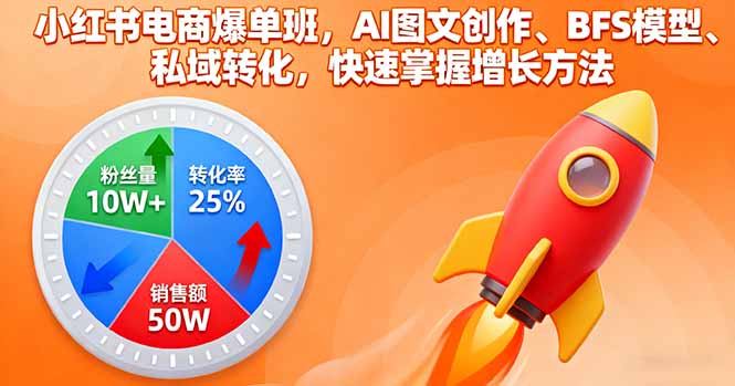 小红书电商爆单班,AI图文创作、BFS模型、私域转化,快速掌握增长方法-邪修侠