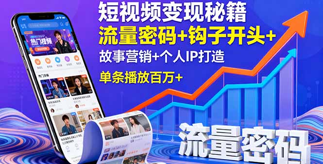 短视频变现秘籍,流量密码+钩子开头+故事营销+个人IP打造,单条播放百万+-邪修侠