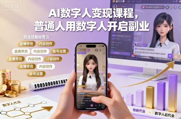 AI数字人变现课程,普通人用数字人开启副业-邪修侠