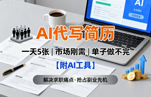 AI代写简历,一天5张,今年找工作难,市场刚需,单子做不完【附AI工具】-邪修侠