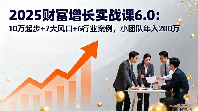 2025财富增长实战课6.0:10万起步+7大风口+6行业案例,小团队年入200万-邪修侠