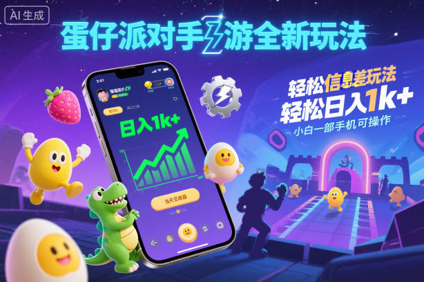 蛋仔派对手游全新玩法,轻松日入1k+,风口信息差玩法,当天见收益,小白一部手机可操作-邪修侠