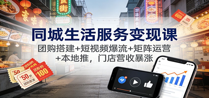 同城生活服务变现课：团购搭建+短视频爆流+矩阵运营+本地推，门店营收暴涨-邪修侠