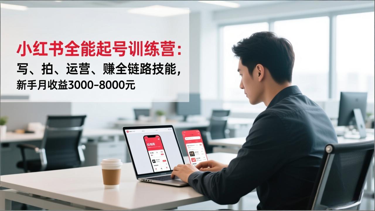 小红书全能起号训练营:写、拍、运营、赚全链路技能,新手月收益3000-8000元-邪修侠