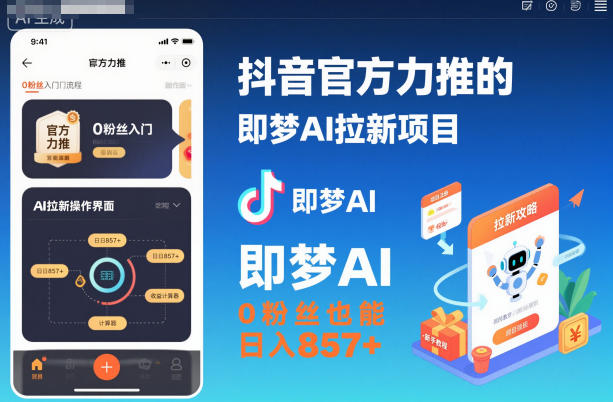 抖音官方力推的即梦AI拉新项目,0粉丝也能日入857+(附即梦AI拉新推广入口及教学)-邪修侠