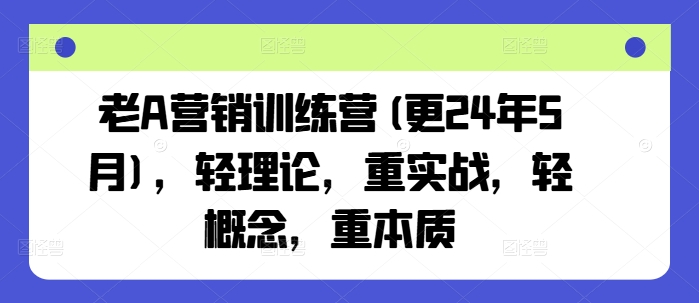 老A营销训练营(更25年10月),轻理论,重实战,轻概念,重本质-邪修侠