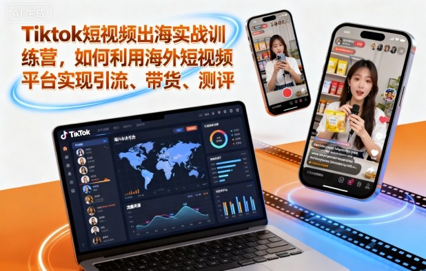 Tiktok短视频出海实战训练营,如何利用海外短视频平台实现引流、带货、测评-邪修侠