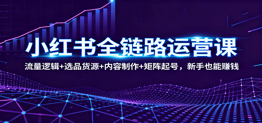 小红书全链路运营课:流量逻辑+选品货源+内容制作+矩阵起号,新手也能赚钱-邪修侠