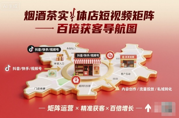 烟酒茶实体店短视频矩阵百倍获客导航图-邪修侠