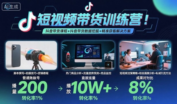 短视频带货训练营,抖音带货课程+抖音带货数据挖掘+精准获客解决方案-邪修侠