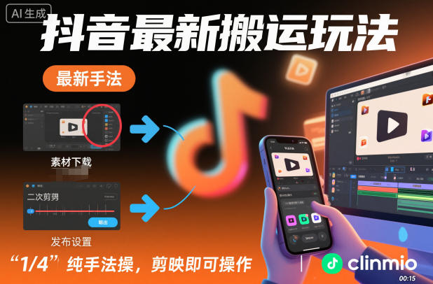 抖音最新搬运玩法,纯手法操作,剪映即可操作-邪修侠