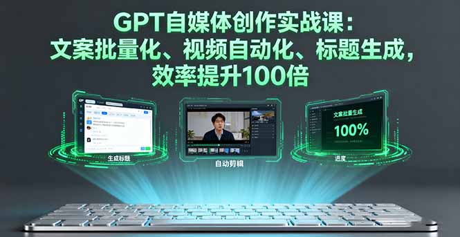 GPT自媒体创作实战课:文案批量化、视频自动化、标题生成,效率提升100倍-邪修侠