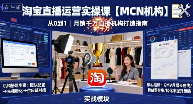 淘宝直播运营实操课【MCN机构】,从0到1做一家月销千W的直播机构-邪修侠