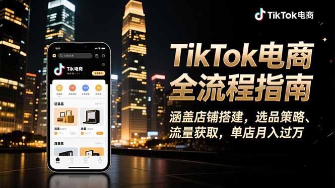 TikTok电商全流程指南,涵盖店铺搭建、选品策略、流量获取,单店月入过万-邪修侠