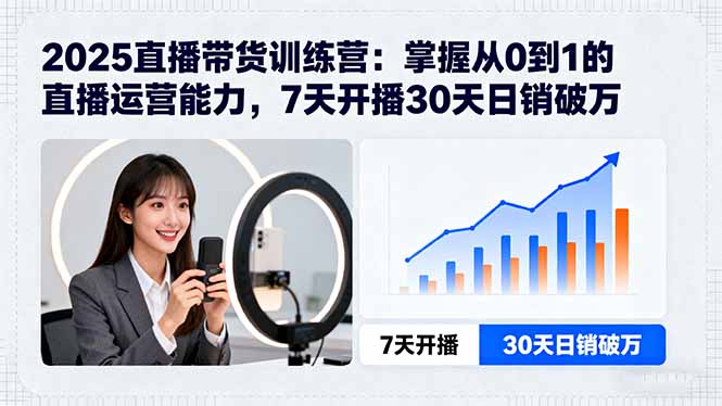 2025直播带货训练营:掌握从0到1的直播运营能力,7天开播30天日销破万-邪修侠