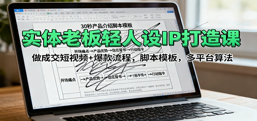 实体老板轻人设IP打造课:做成交短视频+爆款流程,脚本模板,多平台算法-邪修侠