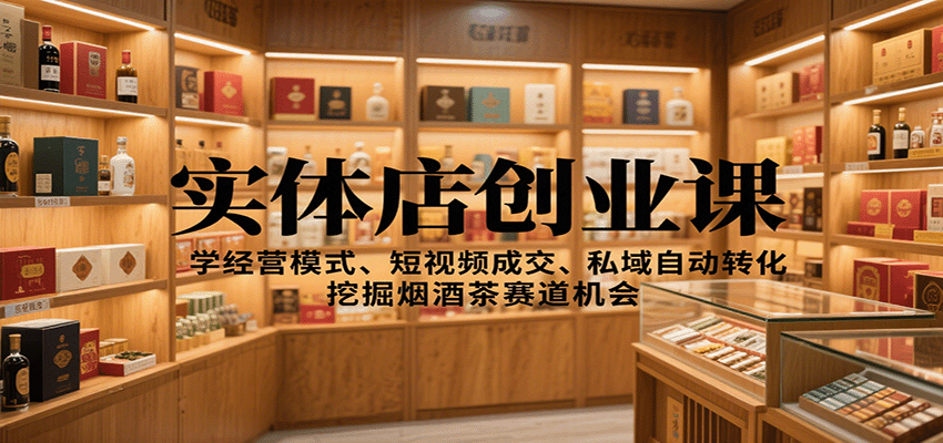实体店创业课:学经营模式、短视频成交、私域自动转化,挖掘烟酒茶赛道机会-邪修侠