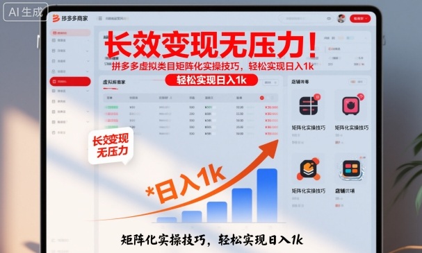 长效变现无压力!拼多多虚拟类目矩阵化实操技巧,轻松实现日入1k【揭秘】-邪修侠