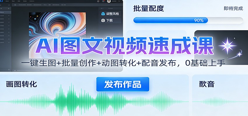 AI图文视频速成课：一键生图+批量创作+动图转化+配音发布，0基础上手-邪修侠