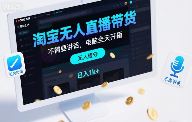 淘宝无人直播带货，不需要出镜，不需要讲话，电脑全天开播，轻松上手，日入1k+【揭秘】-邪修侠