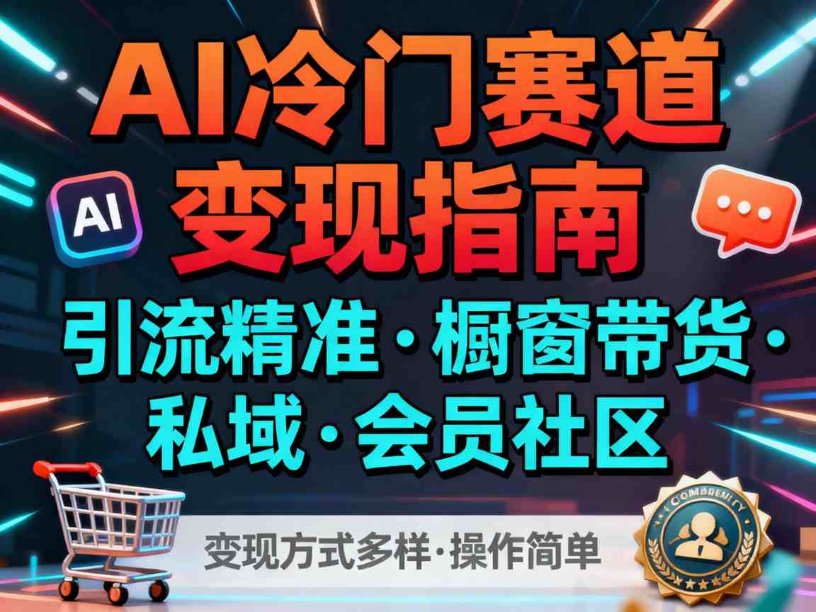 AI冷门赛道,引流精准,橱窗带货+私域+会员社区,变现方式多样,操作简单-邪修侠