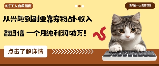 从兴趣到副业靠宠物占卜收入翻3倍一个月纯利润破W-邪修侠