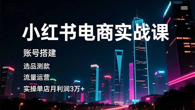 小红书电商实战课,账号搭建,选品测款,流量运营,实操月利润3万+-邪修侠