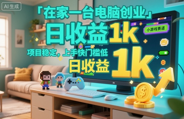 在家一台电脑创业,小游戏赛道,项目稳定,上手快门槛低,日收益1k+【揭秘】-邪修侠