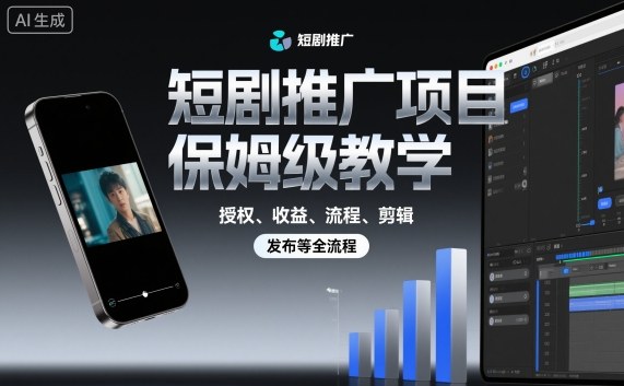 短剧推广项目保姆级教学,授权、收益、流程、剪辑,发布等全流程-邪修侠