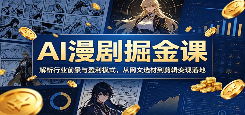 AI漫剧掘金课:解析行业前景与盈利模式,从网文选材到剪辑变现落地-邪修侠