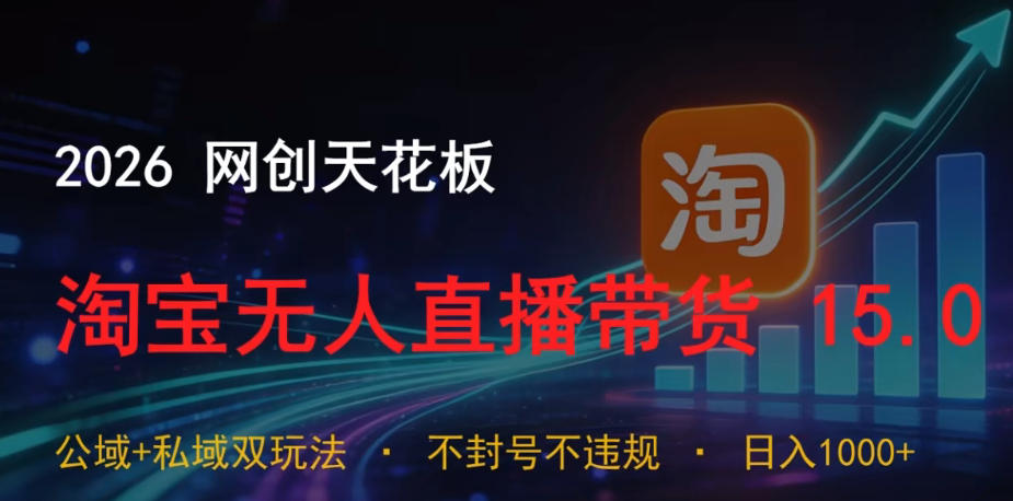 2026网创天花板,淘宝无人直播带货15.0,公域+私域双玩法,日入1k+,不违规不封号【揭秘】-邪修侠