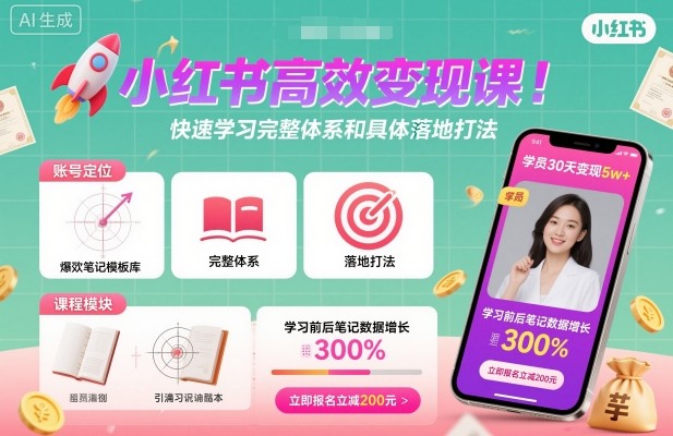 小红书高效变现课,快速学习小红书完整体系和具体落地打法-邪修侠