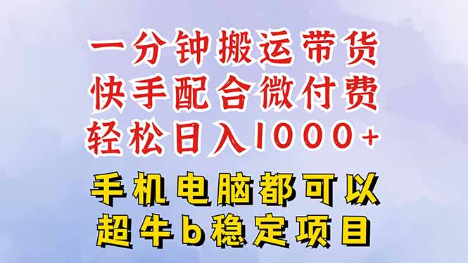 快手黑科技一分钟搬运带货,一刀不剪过原创,微付费投流玩法,轻松日入…-邪修侠