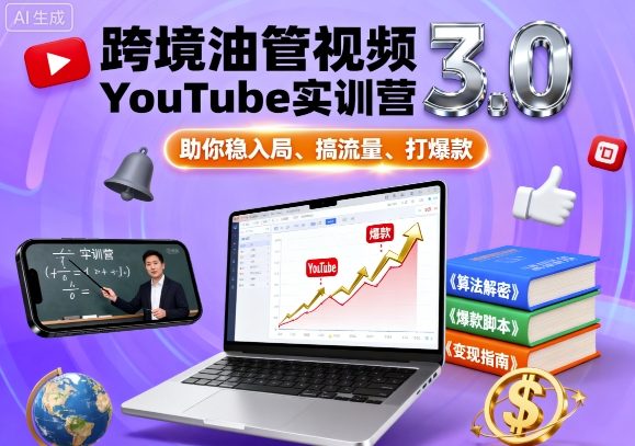 跨境油管视频YouTube实训营3.0,助你稳入局、搞流量、打爆款-邪修侠