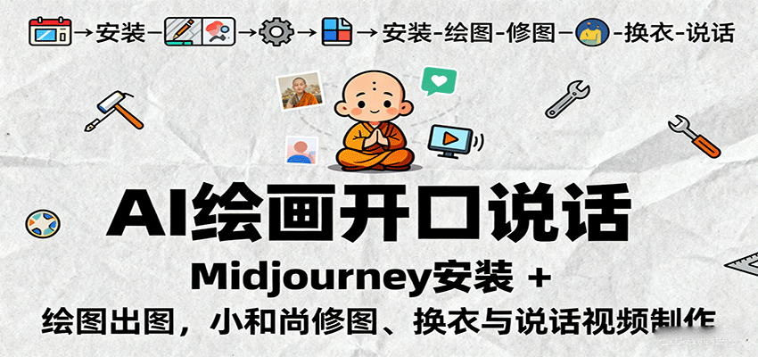 AI绘画开口说话,Midjourney安装 + 绘图出图,小和尚修图、换衣与说话视频制作-邪修侠