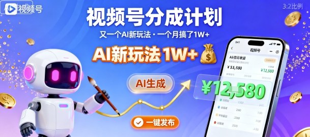 视频号分成计划:又一个AI新玩法,一个月搞了1W+,纯AI生成,一键发布即可-邪修侠
