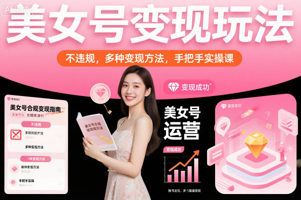 美女号变现玩法,不违规,多种变现方法,手把手实操课-邪修侠