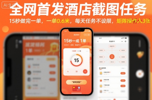 全网首发酒店截图任务,15秒做完一单,一单0.6米,每天任务不设限,矩阵操作日入3张【揭秘】-邪修侠
