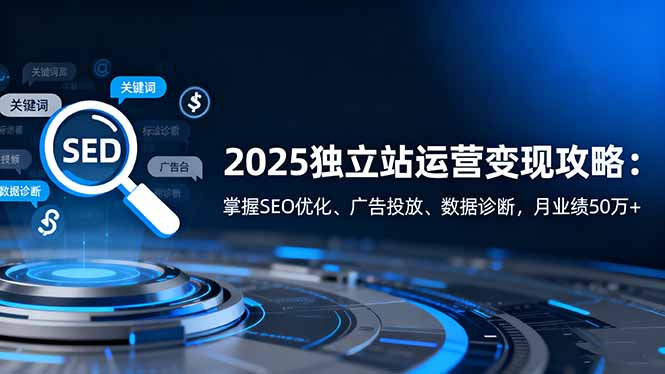 2025独立站运营变现攻略:掌握SEO优化、广告投放、数据诊断,月业绩50万+-邪修侠