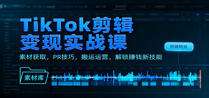 TikTok剪辑变现实战课：素材获取，PR技巧，搬运运营，解锁赚钱新技能-邪修侠