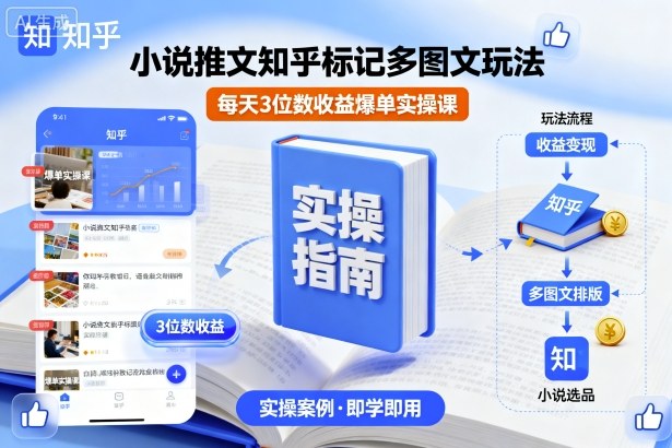 小说推文知乎标记多图文玩法,每天3位数收益爆单实操课-邪修侠