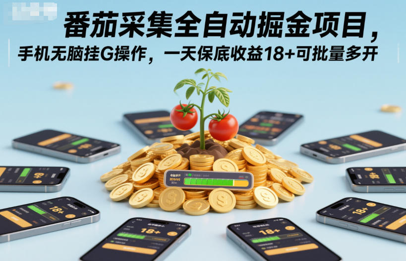 番茄采集全自动掘金项目,手机无脑挂G操作,一天保底收益18+可批量多开【揭秘】-邪修侠