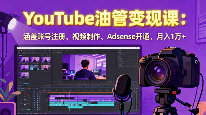 2025YouTube油管变现课:涵盖账号注册、视频制作、Adsense开通,月入1万+-邪修侠