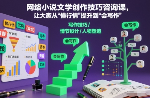 网络小说文学创作技巧咨询课,让大家从“懂行情”提升到”会写作”的高度-邪修侠