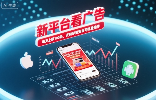新平台看广告,养好机一条0.3到5米,每天上限100条,支持苹果安卓可批量操作-邪修侠