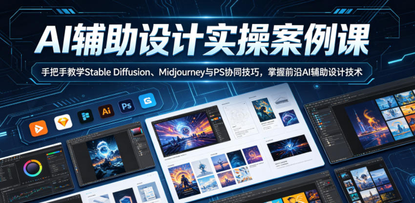 AI辅助设计实操案例课,手把手教学Stable Diffusion、Midjourney与PS协同技巧,掌握前沿AI辅助设计技术-邪修侠