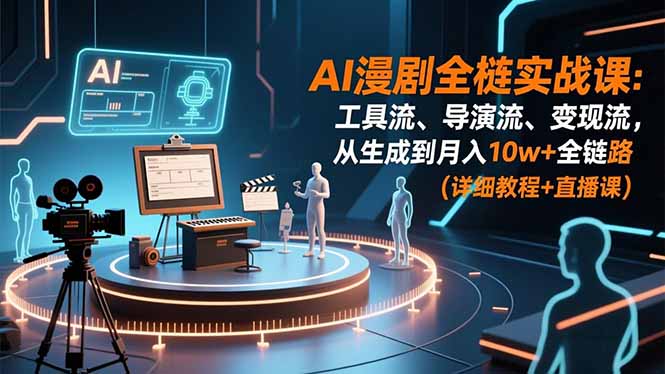 AI漫剧全栈实战课：工具流、导演流、变现流，从生成到月入10w+全链路 (详细教程+直播课-邪修侠