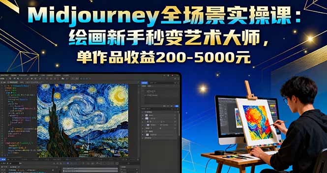 Midjourney全场景实操课:绘画新手秒变艺术大师,单作品收益200-5000元-邪修侠