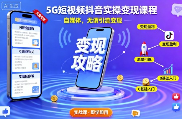 5G短视频抖音实操变现课程,自媒体,无谓引流变现-邪修侠
